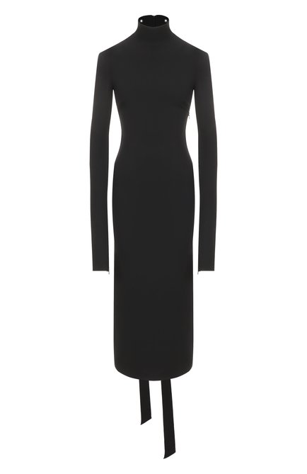 Женское платье из вискозы BALENCIAGA черного цвета, арт. 831198/TNV08 | Фото 1 (Автоматизация ТО: Проставлено; Рукава: Длинные; Автоматизация состава: Проставлено; Длина Ж (юбки, платья, шорты): Миди; Материал внешний: Вискоза)