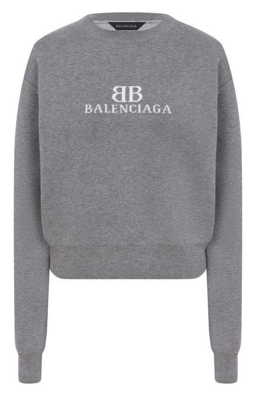 Хлопковый свитер Balenciaga 818419/T3368 Серый 818419/T3368