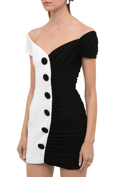 Платье из вискозы BALMAIN черно-белого цвета по цене 199500 руб., арт. VF16149/J017, фото 3 Платье из вискозы BALMAIN, арт. VF16149/J017, фото 3