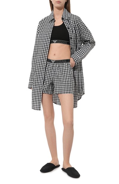 Хлопковые шорты EMPORIO ARMANI черно-белого цвета по цене 6155 руб., арт. 164816/4R242, фото 2 Хлопковые шорты EMPORIO ARMANI, арт. 164816/4R242, фото 2