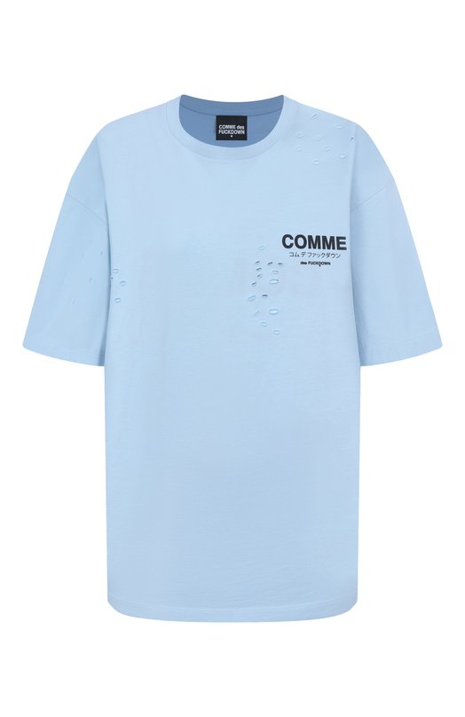 Хлопковая футболка Comme des Fuckdown CFABW01310 Голубой CFABW01310