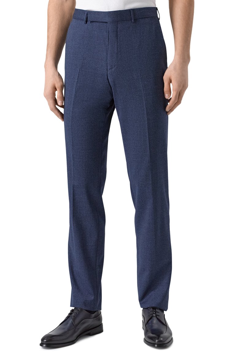 Мужские шерстяные брюки ZEGNA темно-синего цвета, арт. 75TB12/844F01A8 | Фото 3 (Материал внешний: Шерсть; Драгоценные камни: Проставлено; Длина (брюки, джинсы): Стандартные; Материал сплава: Проставлено; Стили: Классический; Случай: Формальный)