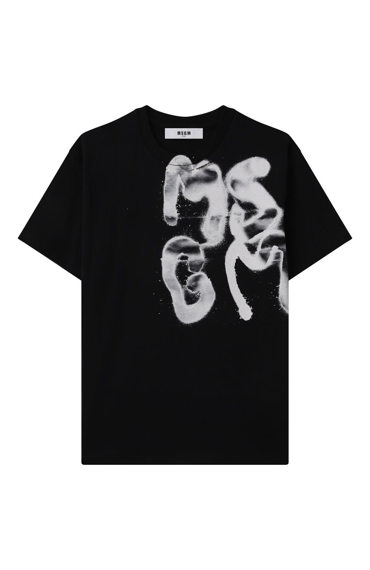 Детская хлопковая футболка MSGM KIDS черного цвета, арт. S5MSJBTH035 | Фото 1 (Рукава: Короткие; Мальчики Кросс-КТ: Футболка-одежда; Материал внешний: Хлопок; Автоматизация ТО: Проставлено; Автоматизация состава: Проставлено; Ростовка одежда: 8 лет | 128 см, 10 - 11 лет | 140 - 146см, 12 лет | 152 см, 16 лет | 164 см, 6 лет | 116 см)
