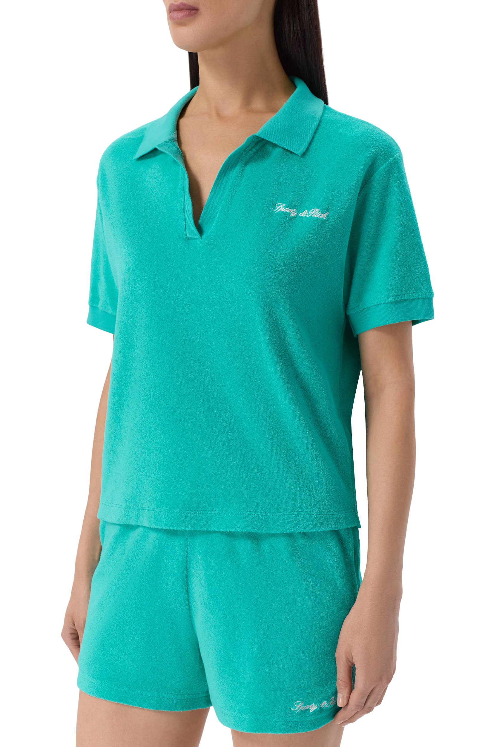 Хлопковое поло SPORTY AND RICH зеленого цвета по цене 23600 руб., арт. T0001712326GR02, фото 3 Хлопковое поло SPORTY AND RICH, арт. T0001712326GR02, фото 3