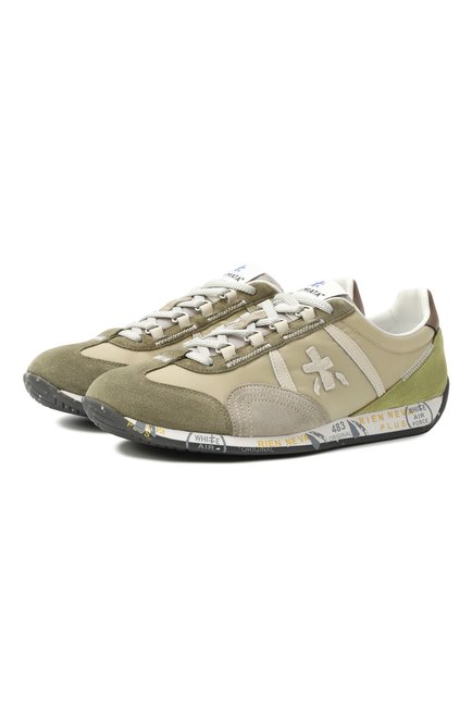 Мужские комбинированные кроссовки jacky x PREMIATA хаки цвета, арт. JACKY X/VAR 7499 | Фото 1 (Материал внутренний: Натуральная кожа; Материал внешний: Текстиль, Натуральная кожа; Драгоценные камни: Проставлено; Стили: Классический; Материал сплава: Проставлено; Материал утеплителя: Без утеплителя; Кросс-КТ: Низкие; Подошва: Плоская)