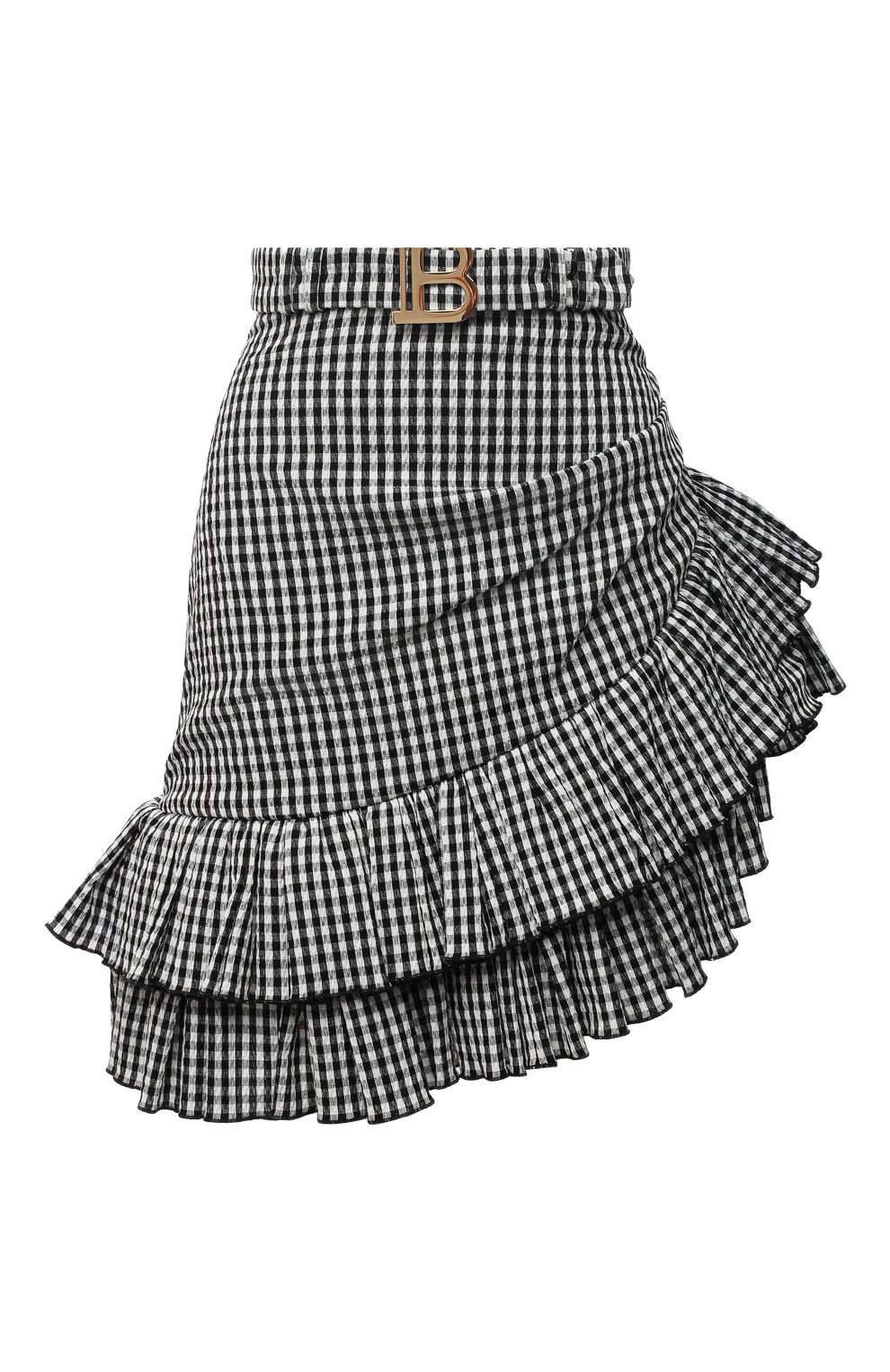 Хлопковая юбка BALMAIN черно-белого цвета по цене 142500 руб., арт. VF14315/C276, фото 1 Хлопковая юбка BALMAIN, арт. VF14315/C276, фото 1