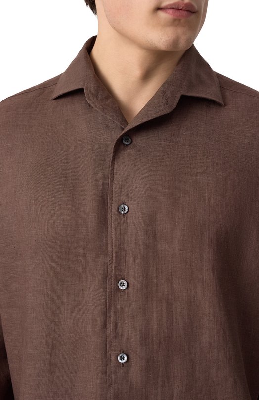Льняная рубашка Corneliani 25P213-2511648 Коричневый  25P213-2511648 Фото 5