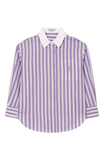 Рубашка из хлопка и шелка BRUNELLO CUCINELLI, арт. BH757C859A