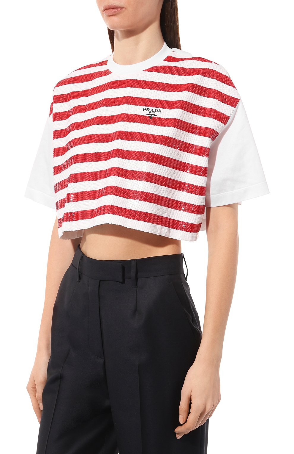 Хлопковая футболка PRADA, арт. 3560AR-103E-F0970-212, фото 3