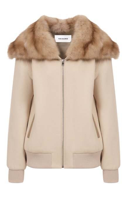 Женская бомбер из шерсти и кашемира с отделкой из соболя YVES SALOMON, арт. V90760/CAZI