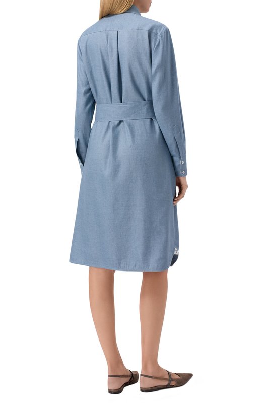 Льняное платье Kiton D57347H0921602 Голубой  D57347H0921602 Фото 4