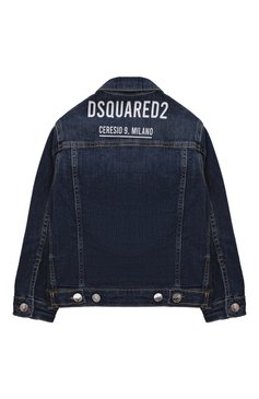 Детского джинсовая куртка DSQUARED2 темно-синего цвета, арт. DQ0725/D0A1K | Фото 2 (Рукава: Длинные; Кросс-КТ: Деним; Материал сплава: Проставлено; Материал внешний: Хлопок; Драгоценные камни: Проставлено)