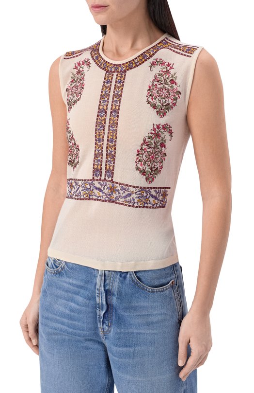 Топ из кашемира и шелка Giambattista Valli 26SSPVCMM35P/80CAS Кремовый  26SSPVCMM35P/80CAS Фото 3