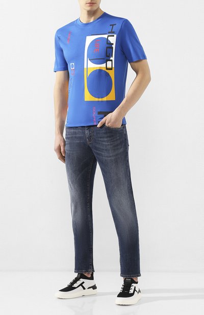 Хлопковая футболка HUGO синего цвета по цене 6600 руб., арт. 50430588, фото 2 Хлопковая футболка HUGO, арт. 50430588, фото 2