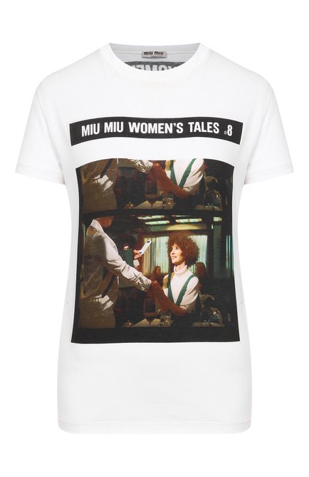 Женская хлопковая футболка MIU MIU, арт. MJN056-1QD2-F0009