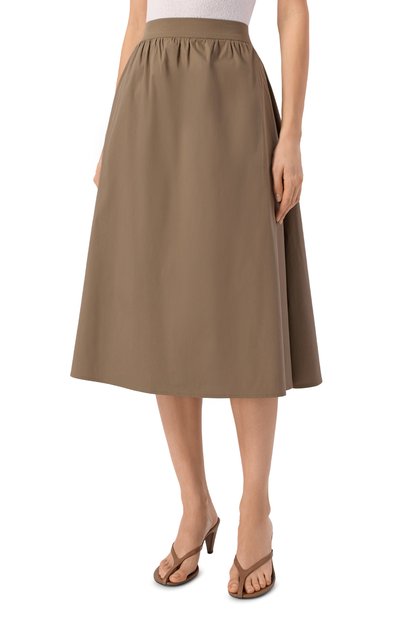 Хлопковая юбка GRAN SASSO хаки цвета по цене 29950 руб., арт. 74278/54300, фото 3 Хлопковая юбка GRAN SASSO, арт. 74278/54300, фото 3