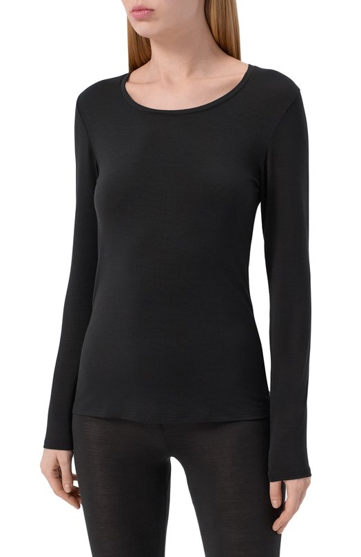 Лонгслив из шерсти и лиоцелла Falke 69055 Чёрный  69055 Фото 3