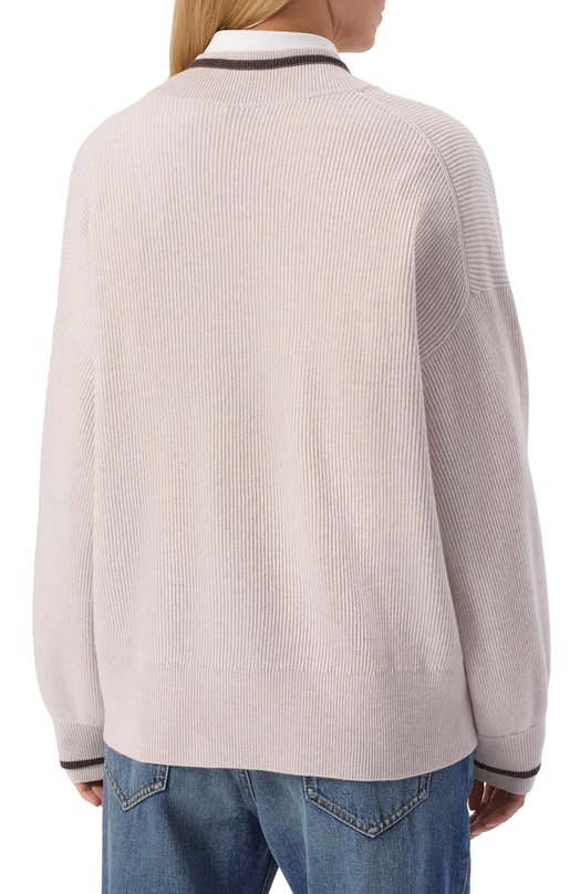 Кардиган из шерсти и кашемира Brunello Cucinelli M16222716 Кремовый  M16222716 Фото 4