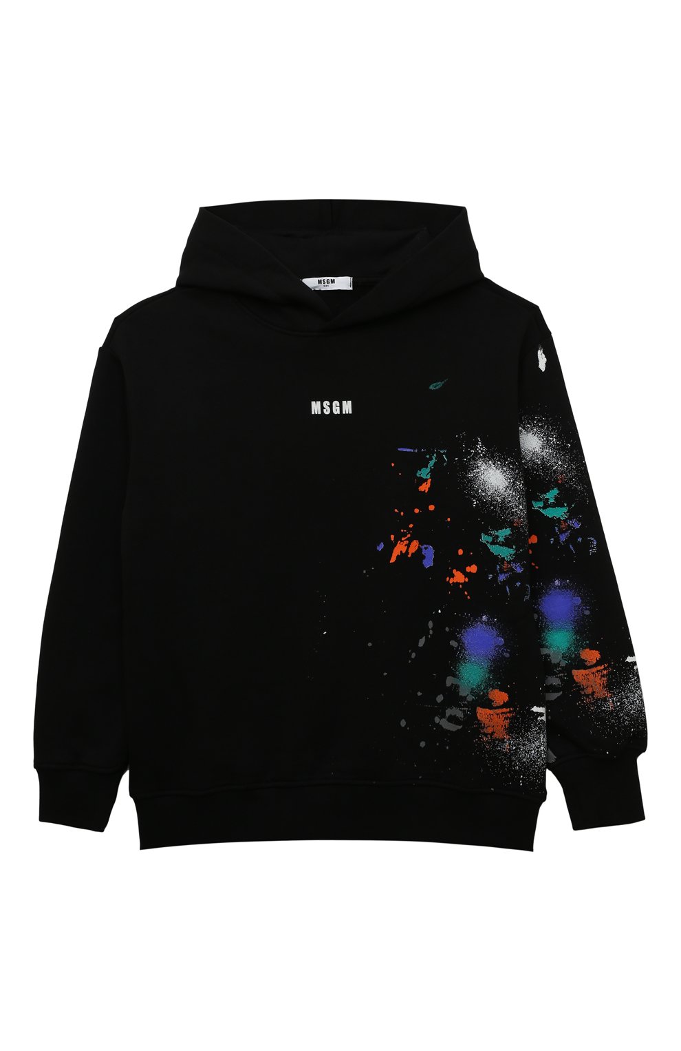 Хлопковое худи MSGM KIDS черного цвета по цене 13350 руб., арт. MS029275, фото 1 Хлопковое худи MSGM KIDS, арт. MS029275, фото 1