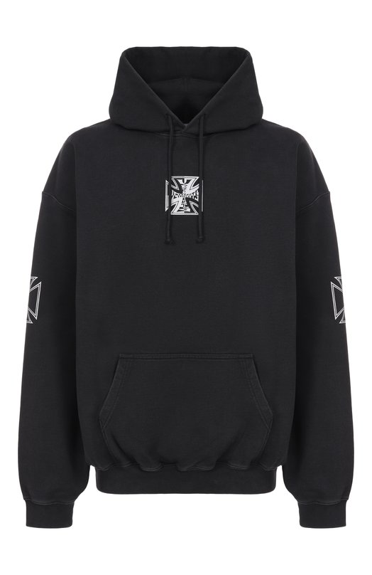 Хлопковое худи VETEMENTS ME76HD161B/1302 M0LLET0N Чёрный ME76HD161B/1302 M0LLET0N