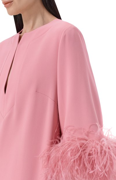 Платье из шелка и вискозы с отделкой перьями ELIE SAAB, арт. D1101ERC26/CD023, фото 4