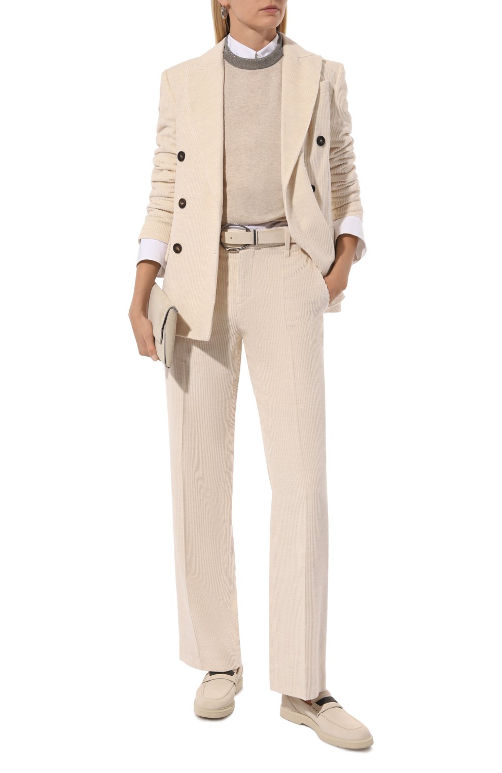 Вельветовые брюки BRUNELLO CUCINELLI кремового цвета по цене 168000 руб., арт. MP576P8699, фото 2 Вельветовые брюки BRUNELLO CUCINELLI, арт. MP576P8699, фото 2