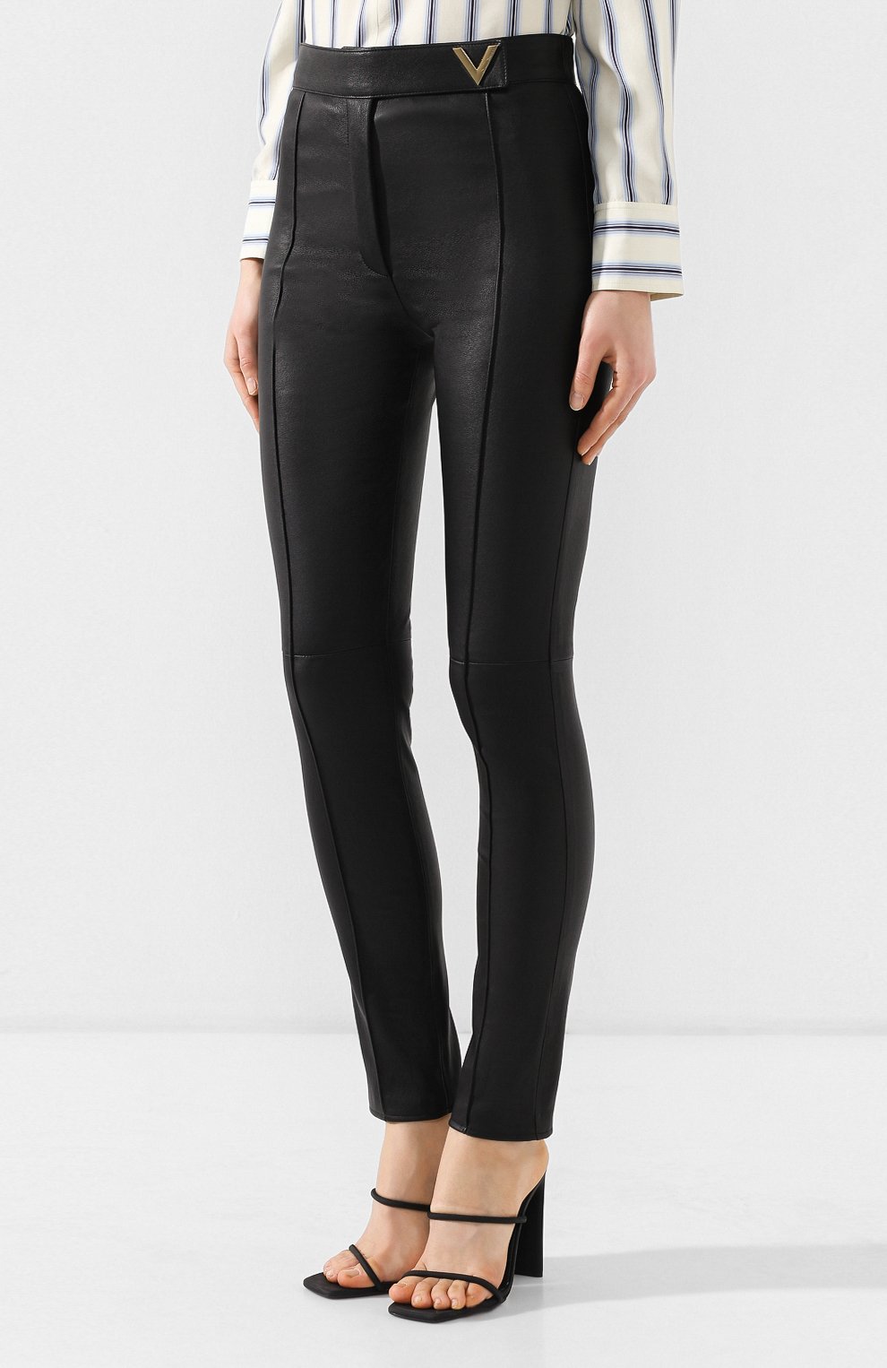 Кожаные брюки VALENTINO, арт. RB3NF00U45H, фото 3