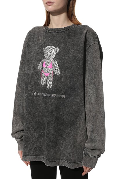 Хлопковый лонгслив ALEXANDER WANG темно-серого цвета по цене 36600 руб., арт. UCC1221500, фото 3 Хлопковый лонгслив ALEXANDER WANG, арт. UCC1221500, фото 3