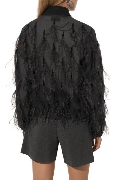 Бомбер с отделкой перьями BRUNELLO CUCINELLI, арт. MF940HR106, фото 4