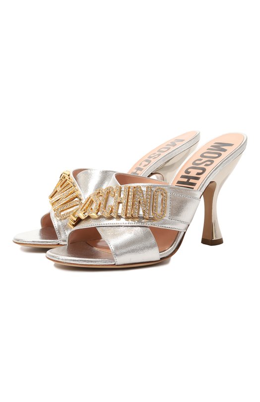

Кожаные мюли Moschino, Серебряный