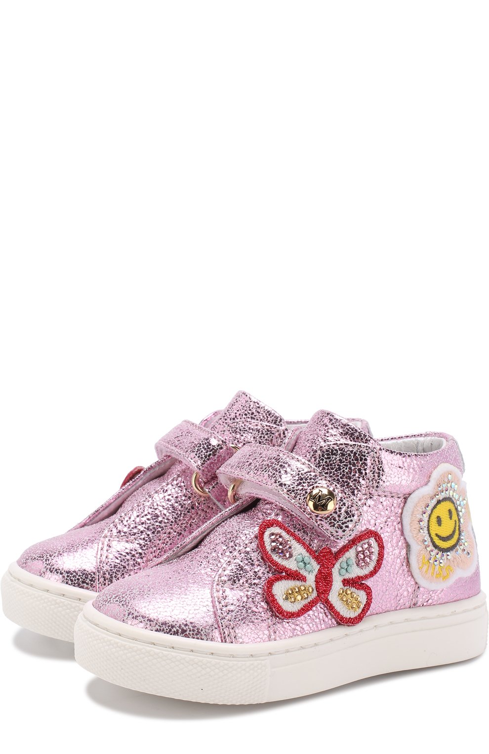 Кожаные кеды с металлизированной отделкой и аппликациями MISSOURI, арт. 4514/18-26, фото 1