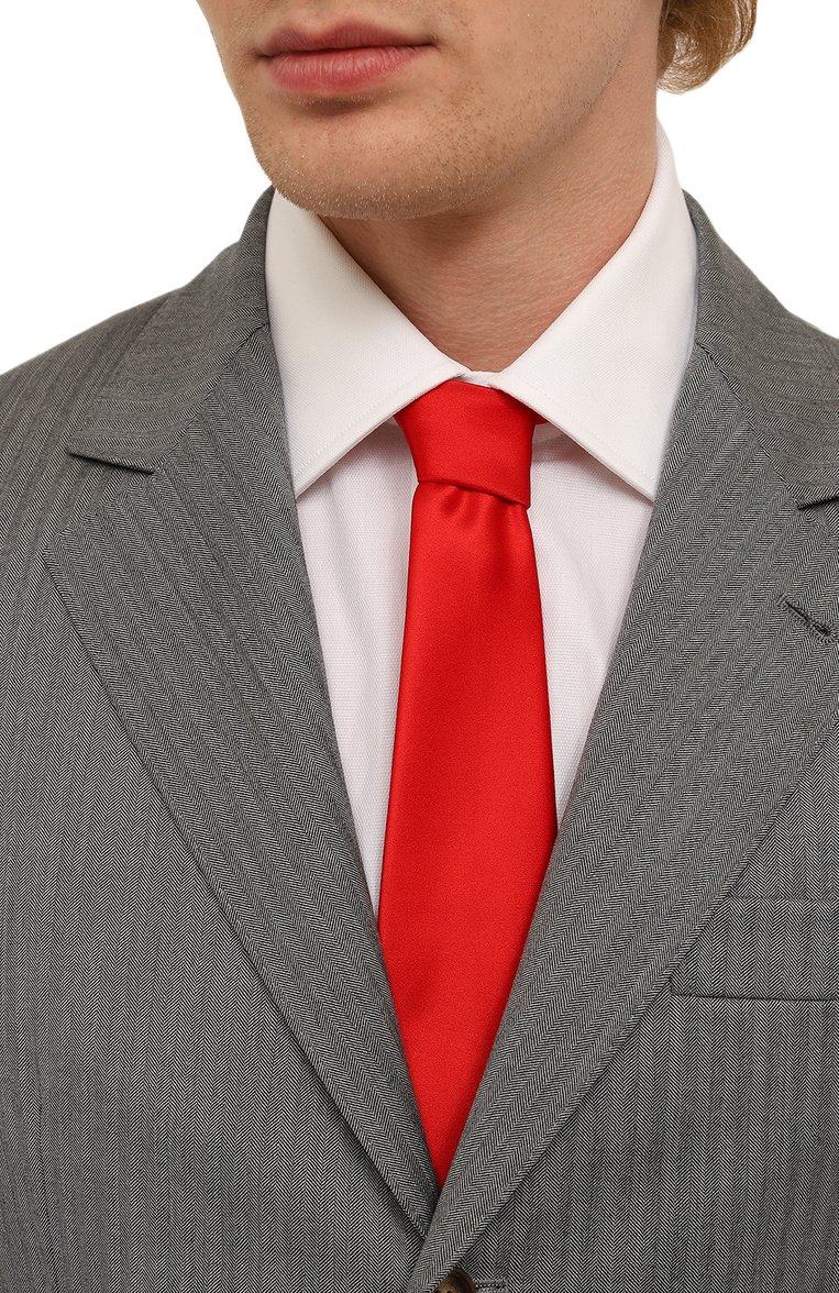 Мужской шелковый галстук BROUBACK красного цвета, арт. TIE 8CM/SS23 | Фото 2 (Материал: Текстиль, Шелк; Принт: Без принта; Материал сплава: Проставлено; Нос: Не проставлено)