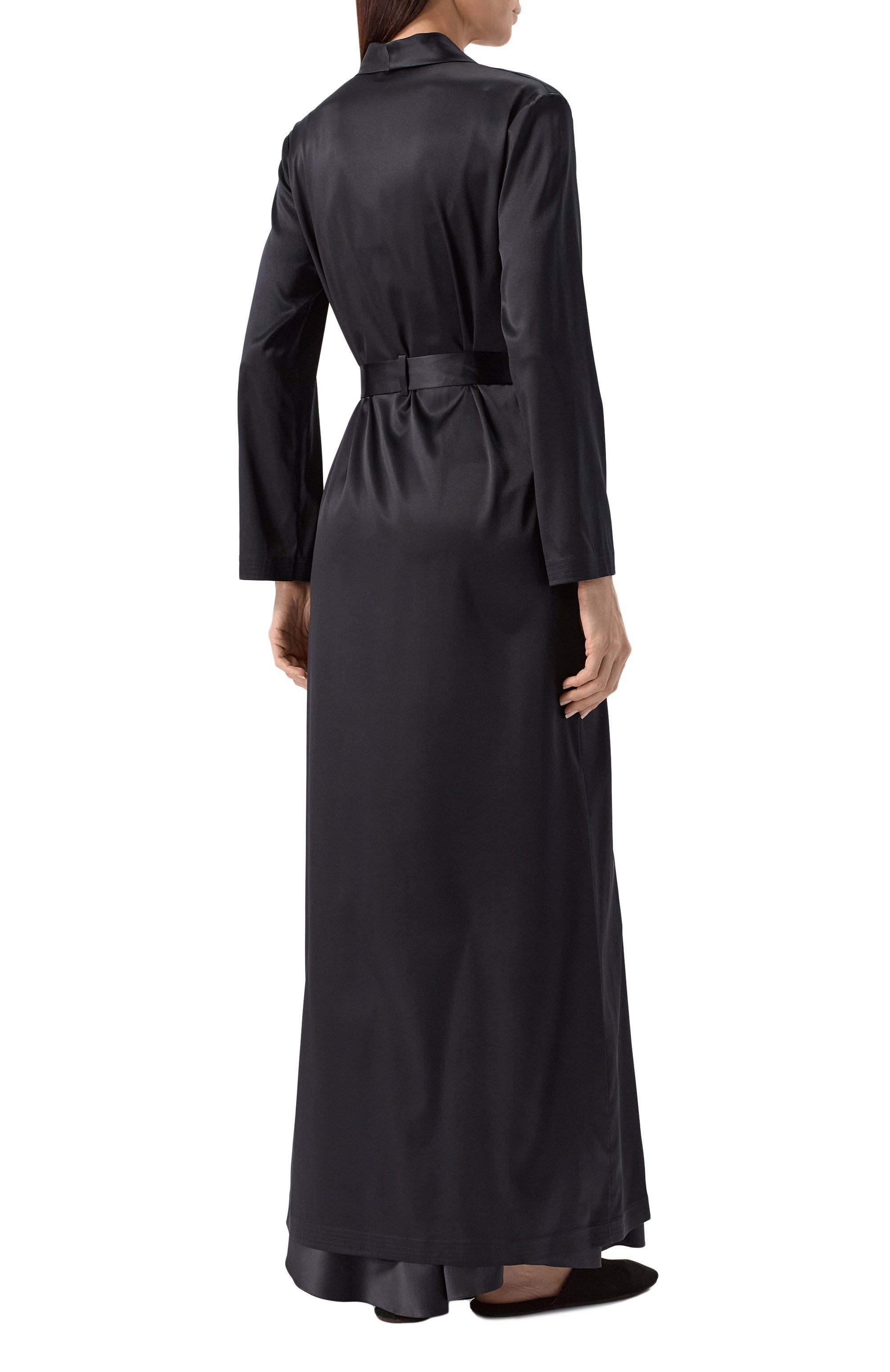 Шелковый халат EDOMO черного цвета по цене 77900 руб., арт. C011003FW2324, фото 4 Шелковый халат EDOMO, арт. C011003FW2324, фото 4