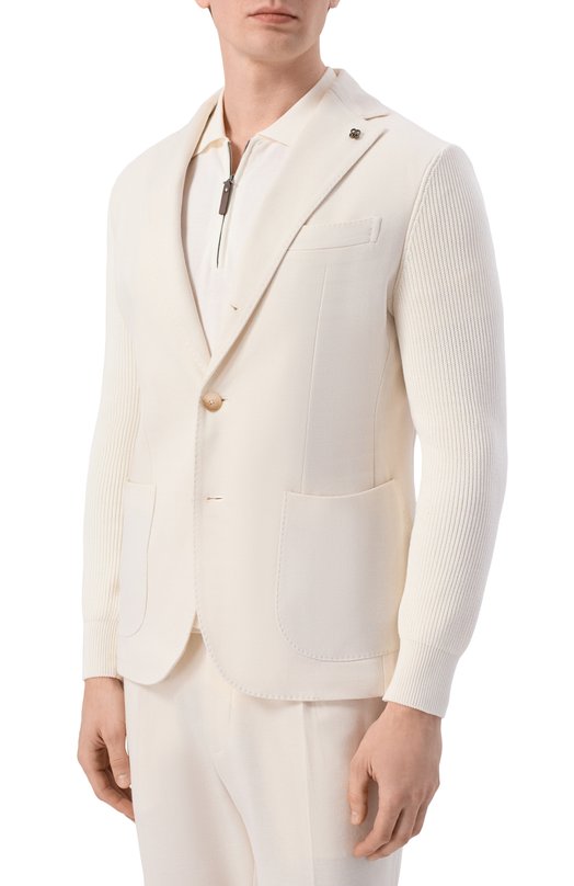 Хлопковый пиджак Gran Sasso 23133/76016 Кремовый  23133/76016 Фото 6