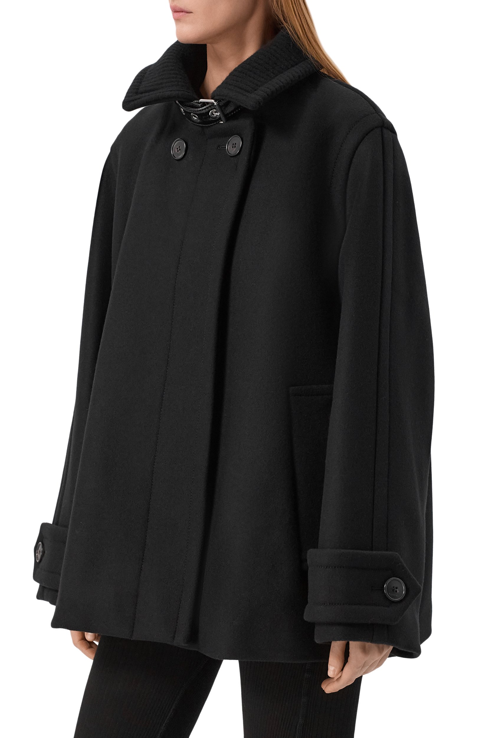 Шерстяное полупальто LANVIN черного цвета по цене 387000 руб., арт. RW-C00022-4724-A26, фото 3 Шерстяное полупальто LANVIN, арт. RW-C00022-4724-A26, фото 3