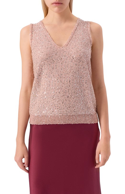 Топ с отделкой пайетками Weekend Max Mara ACAICI Розовый  ACAICI Фото 3