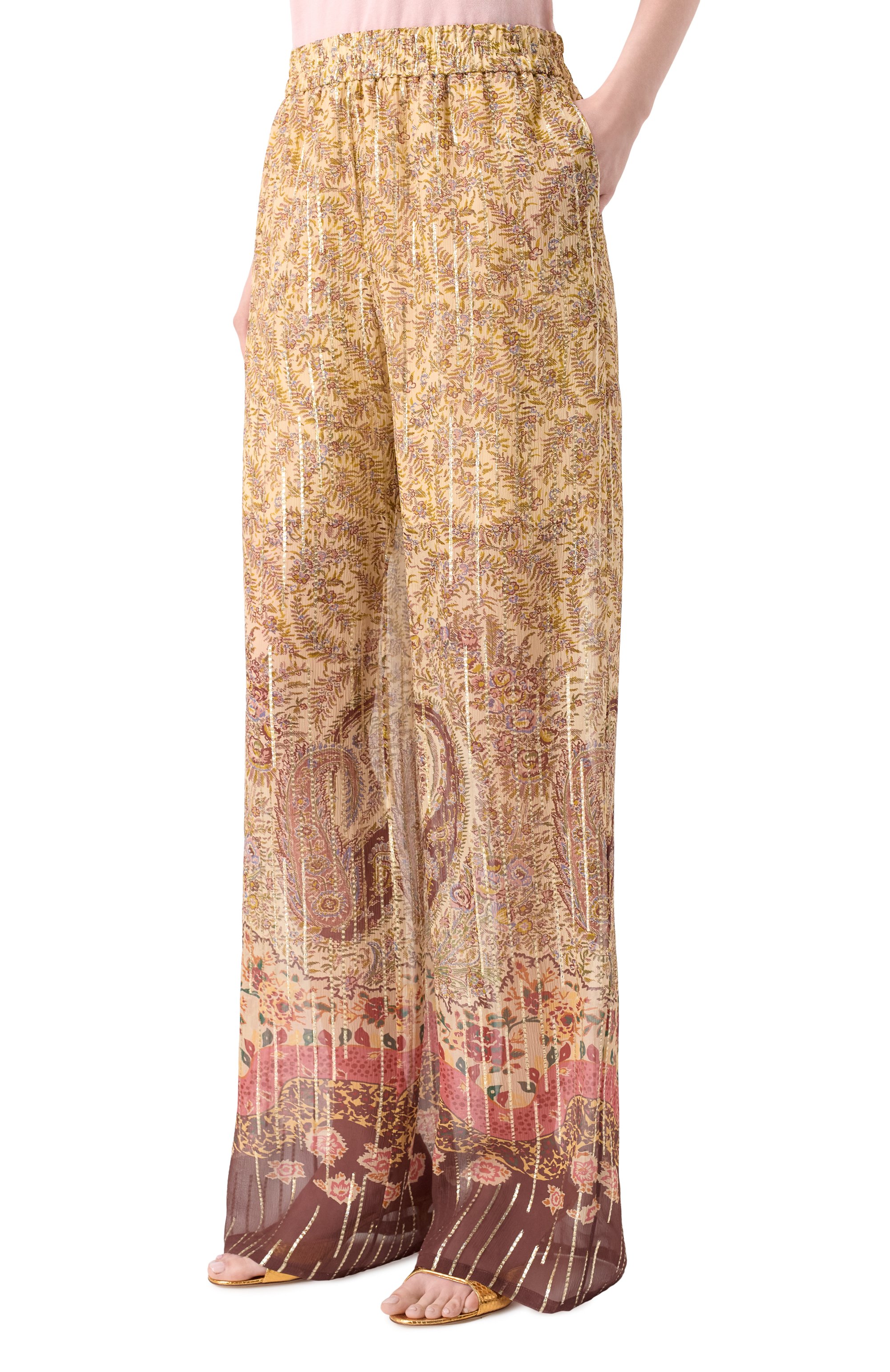 Шелковые брюки VALENTINO бежевого цвета по цене 385500 руб., арт. 8B3RB746/A54, фото 3 Шелковые брюки VALENTINO, арт. 8B3RB746/A54, фото 3