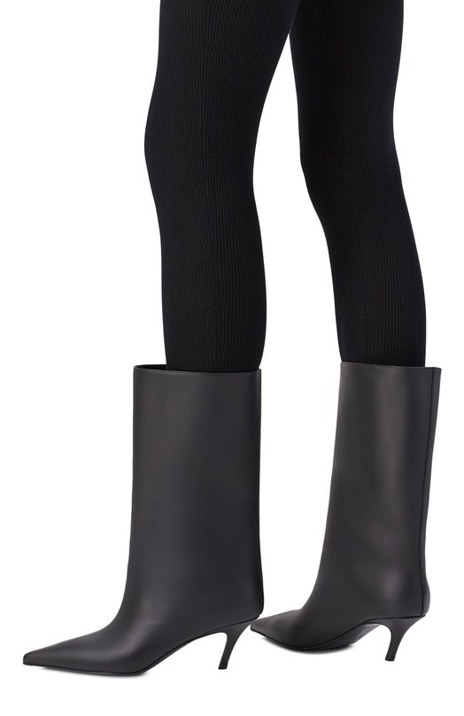 Кожаные сапоги Fiona 60 Amina Muaddi FI0NA B00T/NAPPA Чёрный  FI0NA B00T/NAPPA Фото 2