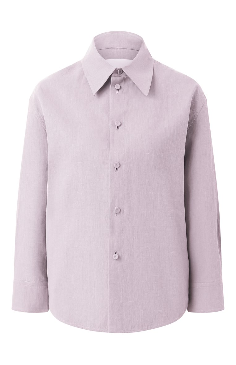 Женская льняная рубашка JIL SANDER  цвета, арт. J02DL0205/J60001 | Фото 1 (Рукава: Длинные; Материал внешний: Лен; Длина (для топов): Стандартные; Женское Кросс-КТ: Рубашка-одежда; Принт: Без принта; Стили: Кэжуэл; Автоматизация ТО: Проставлено; Автоматизация состава: Проставлено)