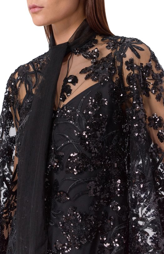 Блузка с отделкой пайетками Zuhair Murad RBL26050/TUEM016 Чёрный  RBL26050/TUEM016 Фото 5