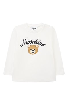 Детский хлопковый лонгслив MOSCHINO белого цвета, арт. MQ000E/LBA38 | Фото 1 (Кросс-КТ НВ: Лонгслив; Материал сплава: Проставлено; Нос: Не проставлено; Материал внешний: Хлопок)