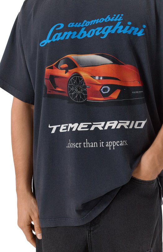 Хлопковая футболка Balenciaga x Automobili Lamborghini Balenciaga 831305/TSVP9 Серый  831305/TSVP9 Фото 5