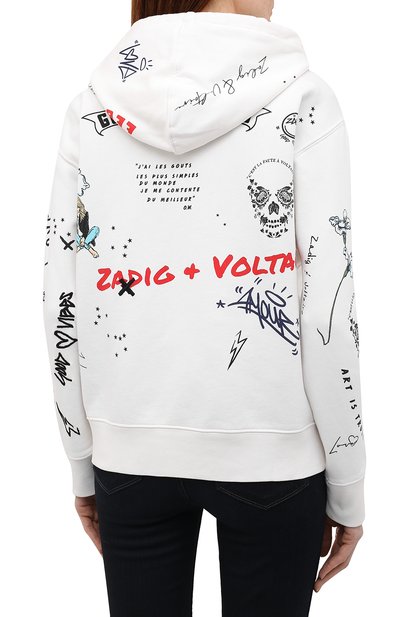 Хлопковая толстовка ZADIG AND VOLTAIRE белого цвета по цене 25700 руб., арт. SKTR7102F, фото 4 Хлопковая толстовка ZADIG AND VOLTAIRE, арт. SKTR7102F, фото 4
