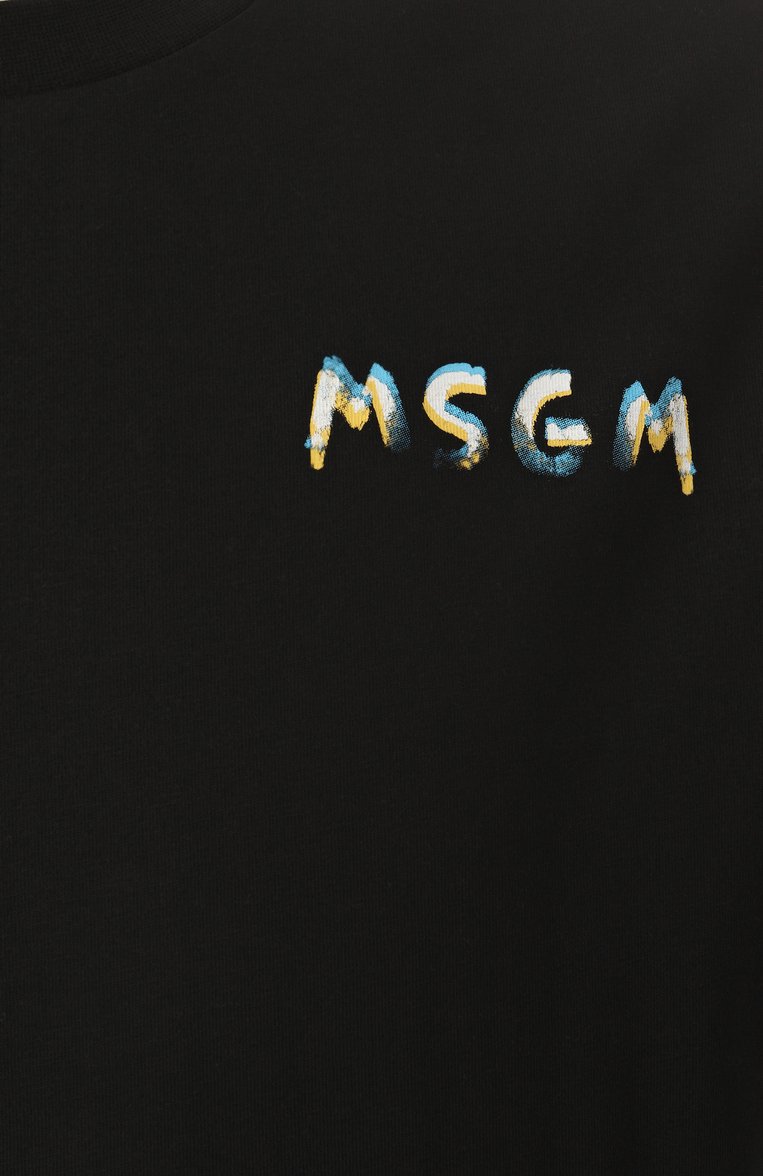 Мужская хлопковая футболка MSGM черного цвета, арт. 3840MM101/257097 | Фото 6 (Драгоценные камни: Проставлено; Материал сплава: Проставлено; Длина (для топов): Стандартные; Рукава: Короткие; Принт: С принтом; Стили: Минимализм; Материал внешний: Хлопок; Мужское Кросс-КТ: Футболка-одежда; Кросс-КТ: Джерси)
