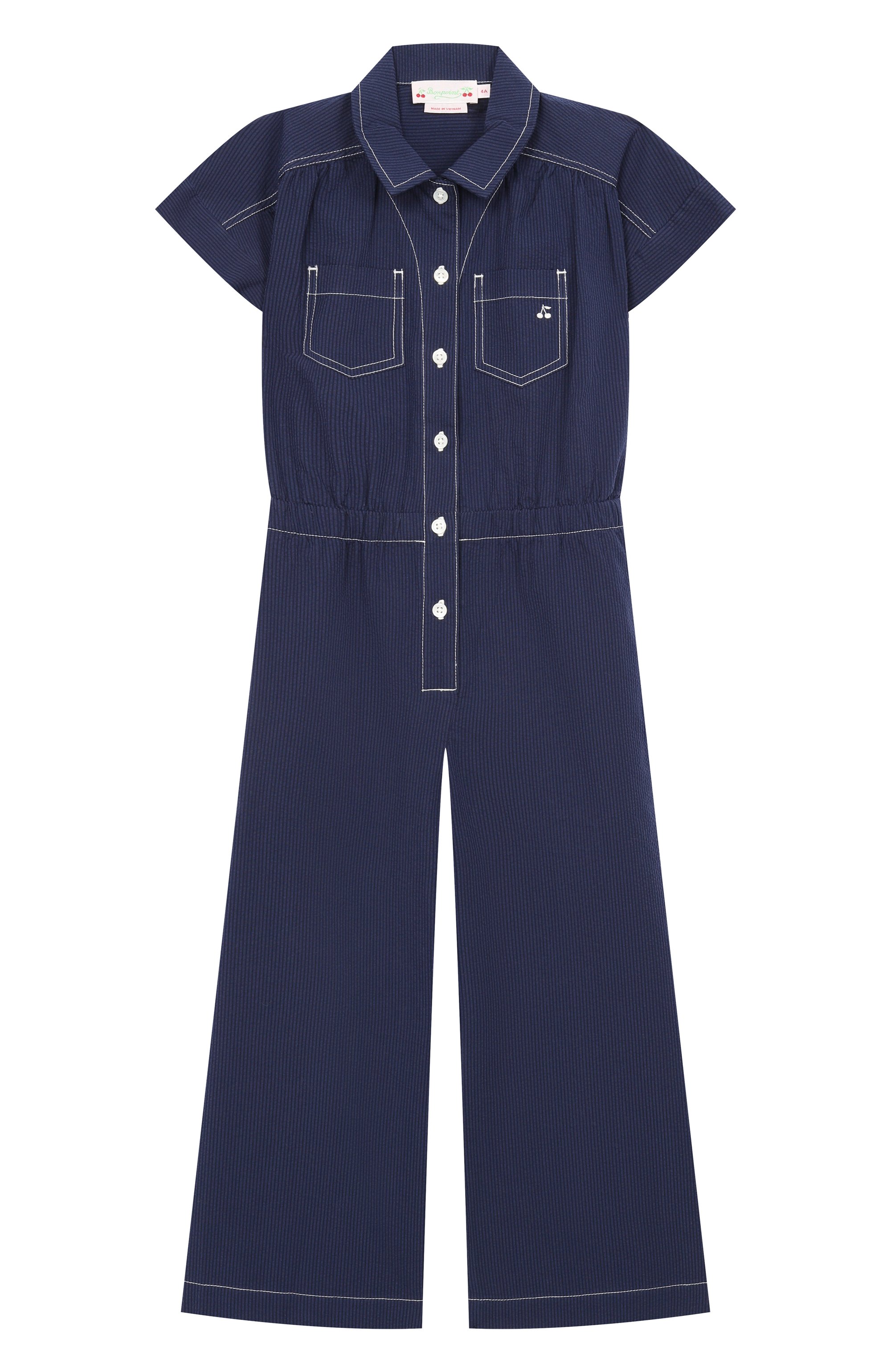 Хлопковый комбинезон BONPOINT темно-синего цвета по цене 23600 руб., арт. S06G0VW00001/4A-8A, фото 1 Хлопковый комбинезон BONPOINT, арт. S06G0VW00001/4A-8A, фото 1