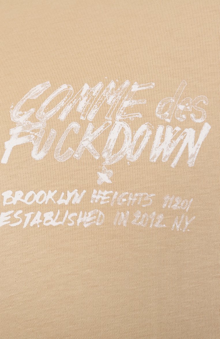 Мужская хлопковая футболка COMME DES FUCKDOWN бежевого цвета, арт. CFABM01522 | Фото 6 (Материал внешний: Хлопок; Рукава: Короткие; Длина (для топов): Стандартные; Принт: С принтом; Стили: Кэжуэл; Мужское Кросс-КТ: Футболка-одежда; Кросс-КТ: Джерси)