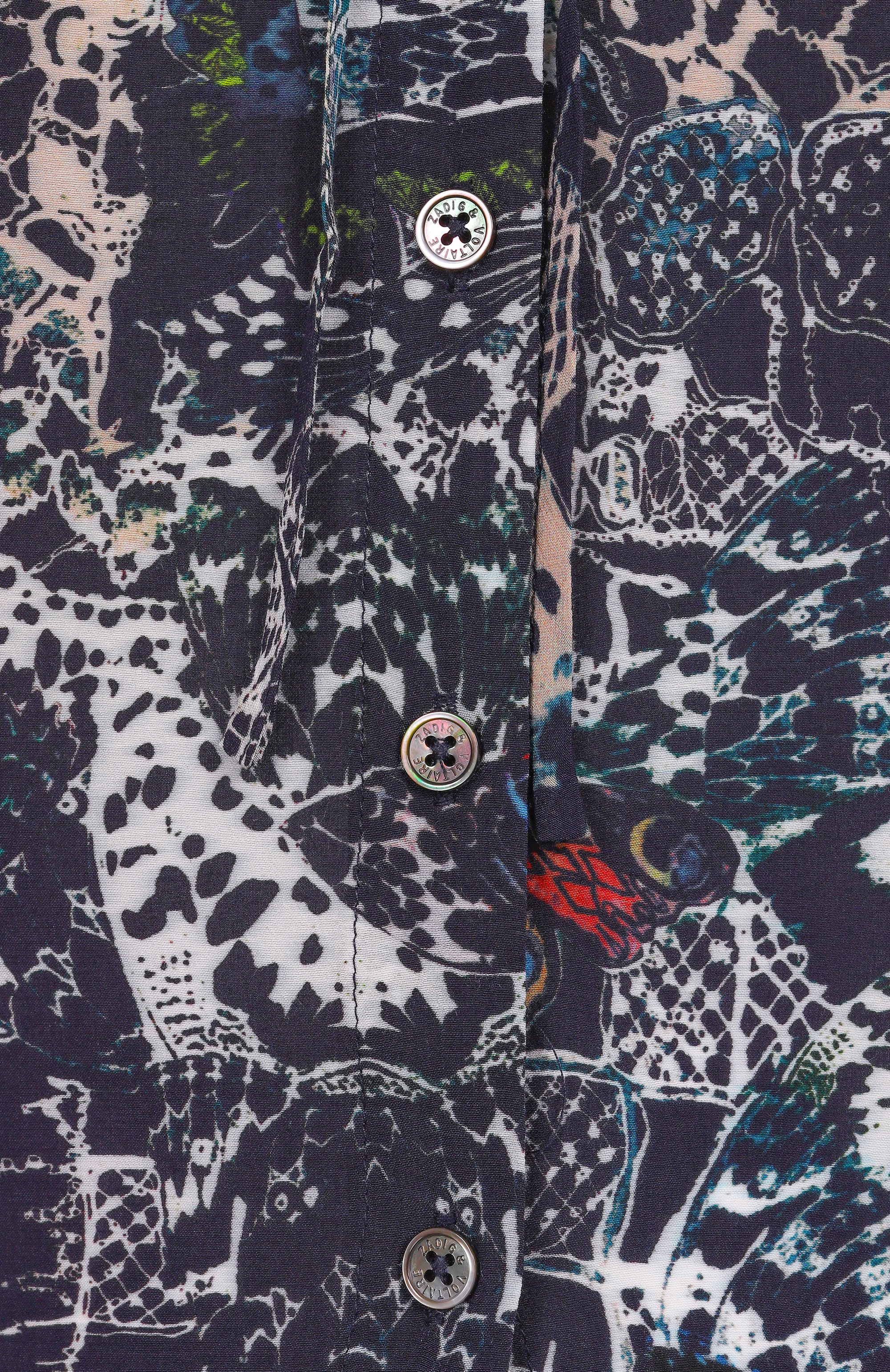 Блузка из вискозы ZADIG AND VOLTAIRE синего цвета по цене 26350 руб., арт. WWT001984, фото 6 Блузка из вискозы ZADIG AND VOLTAIRE, арт. WWT001984, фото 6