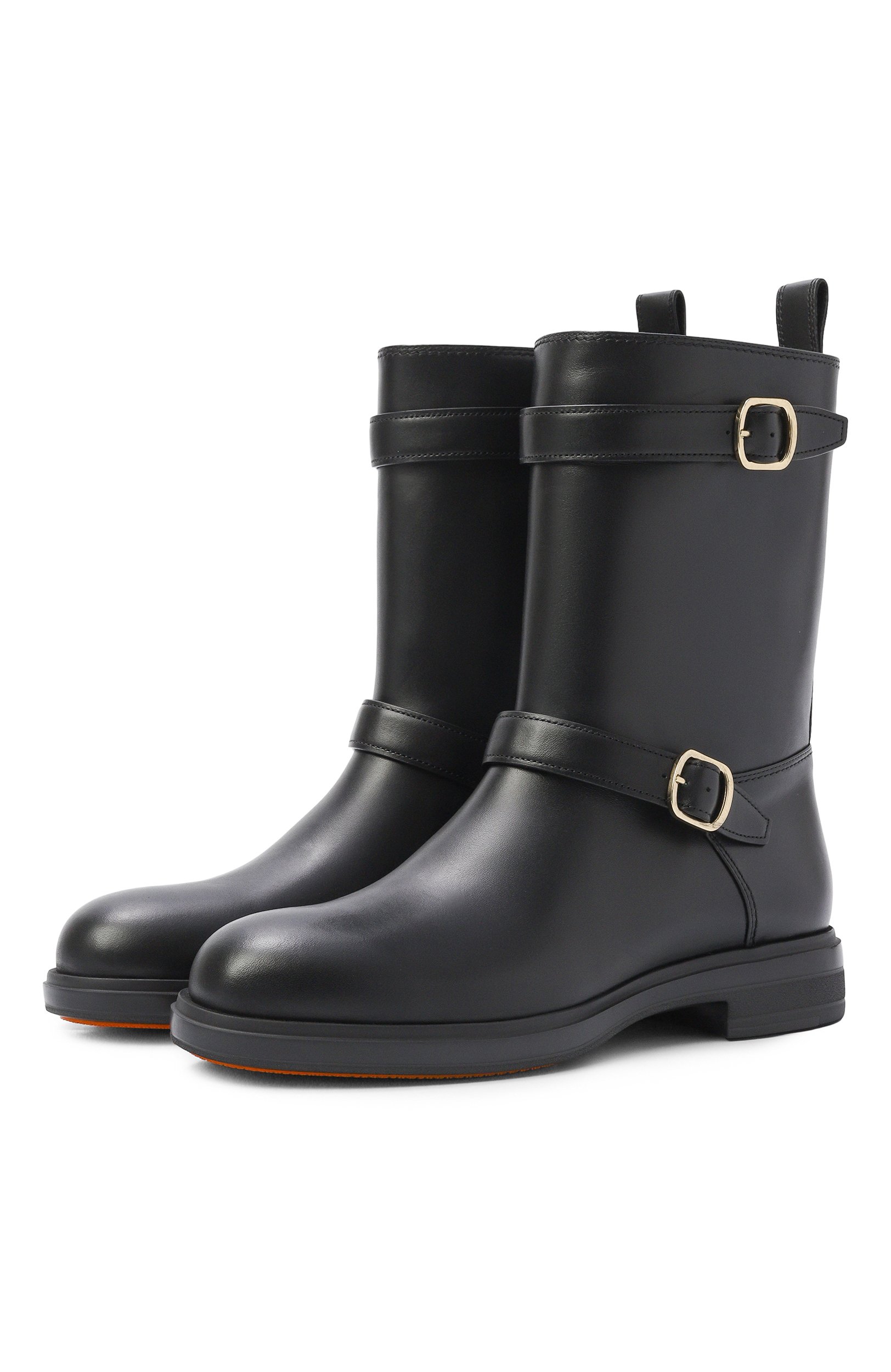 Кожаные полусапоги SANTONI черного цвета по цене 132500 руб., арт. WTYG72447NERNDYL, фото 1 Кожаные полусапоги SANTONI, арт. WTYG72447NERNDYL, фото 1