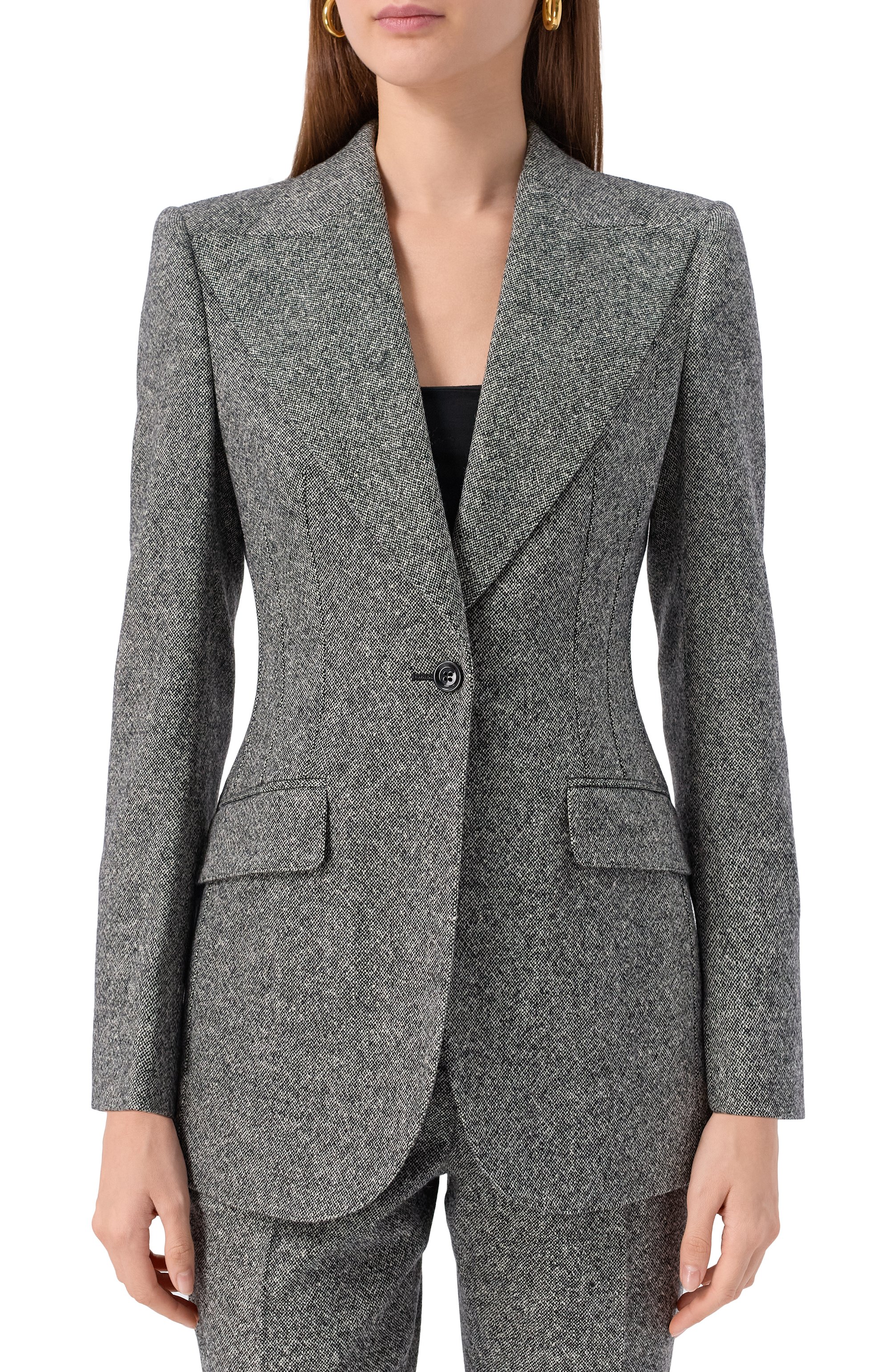 Шерстяной жакет DOLCE & GABBANA серого цвета по цене 336500 руб., арт. F29QGT/FMBAR, фото 3 Шерстяной жакет DOLCE & GABBANA, арт. F29QGT/FMBAR, фото 3