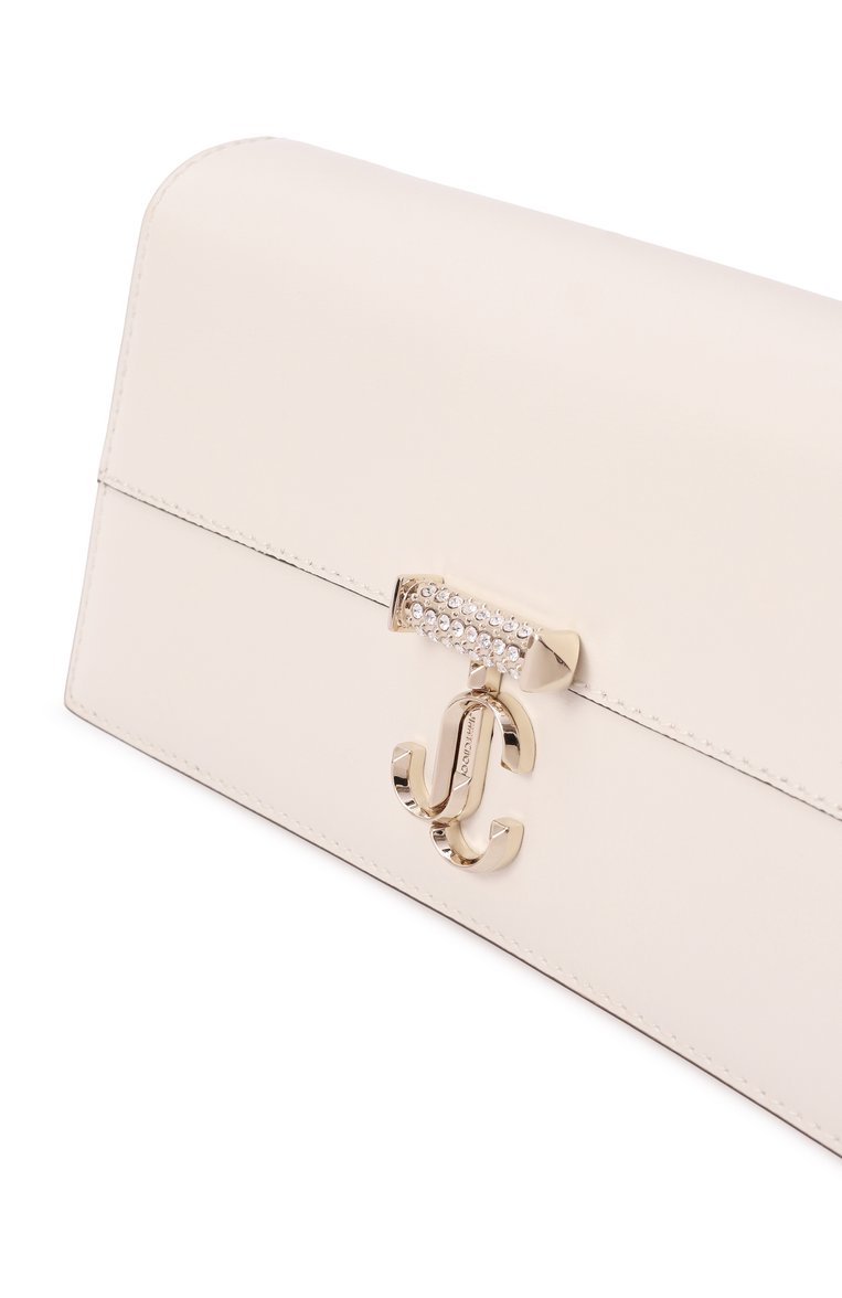 Женский клатч avenue JIMMY CHOO кремового цвета, арт. AVENUE WALLET/CHAIN | Фото 3 (Материал: Натуральная кожа; Размер: mini; Женское Кросс-КТ: Вечерняя сумка, Клатч-клатчи)